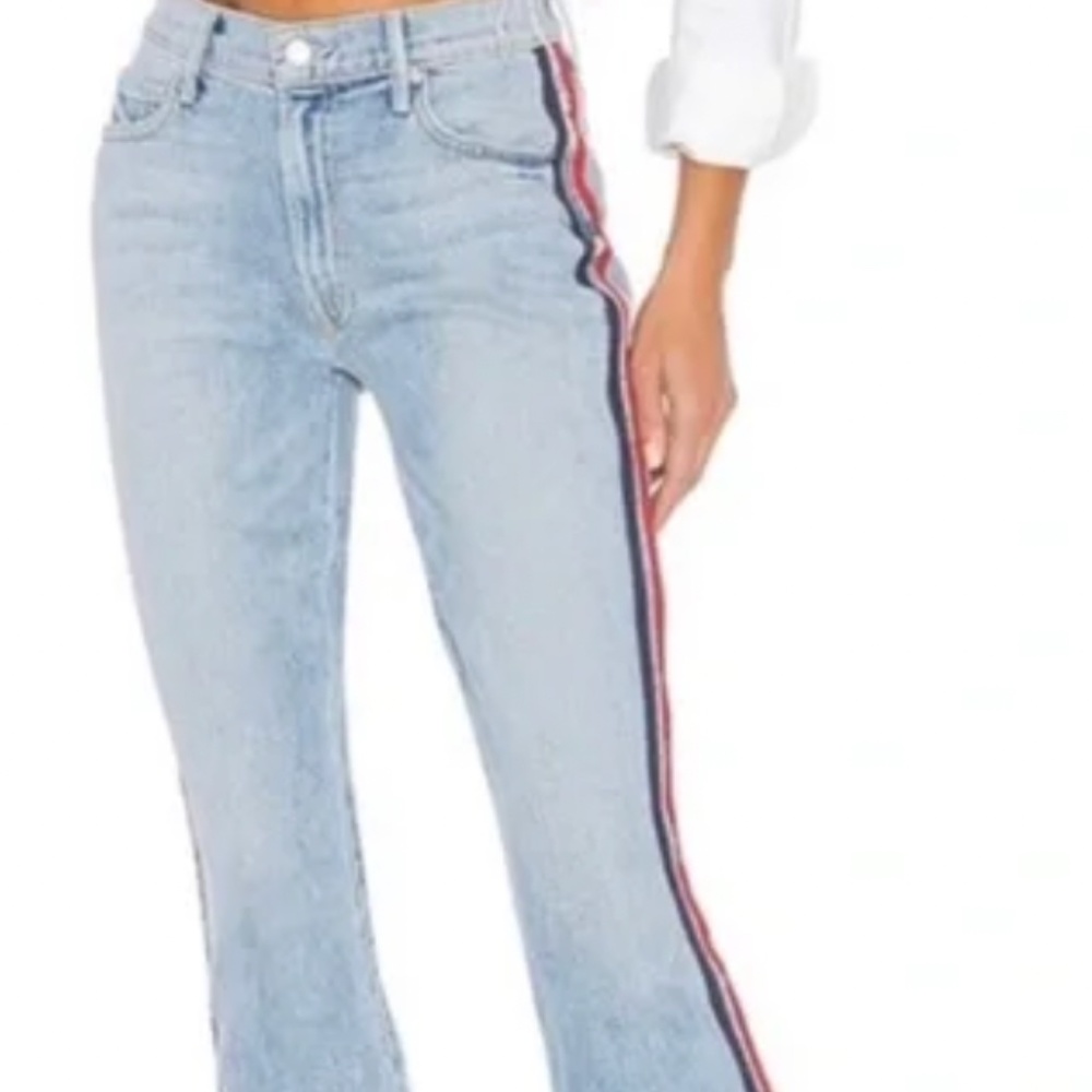 Mother Denim Striped The Insider Crop Step Fray